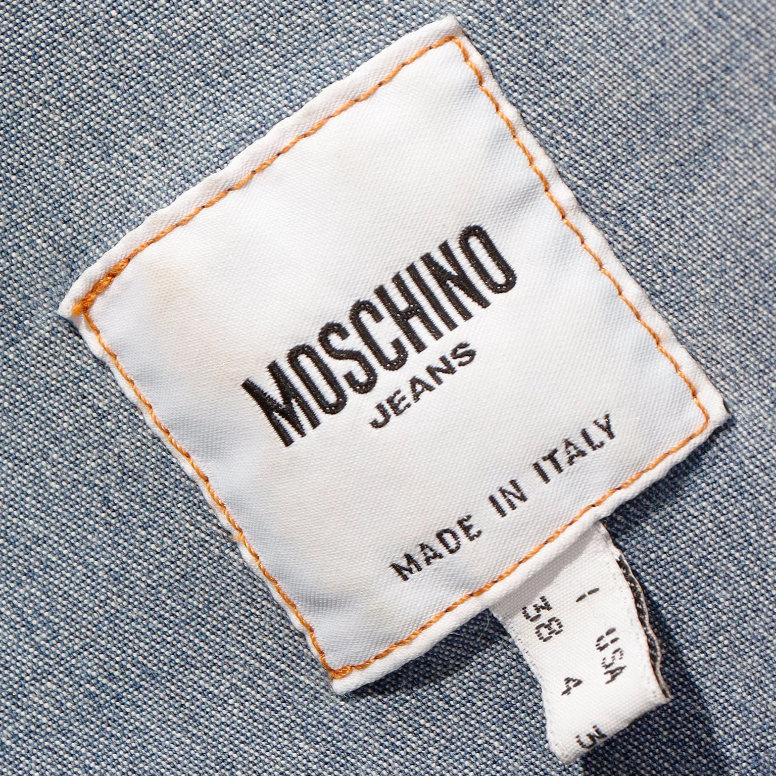 1980s Moschino Jeans Vintage Super Cropped Blue Denim Jacket