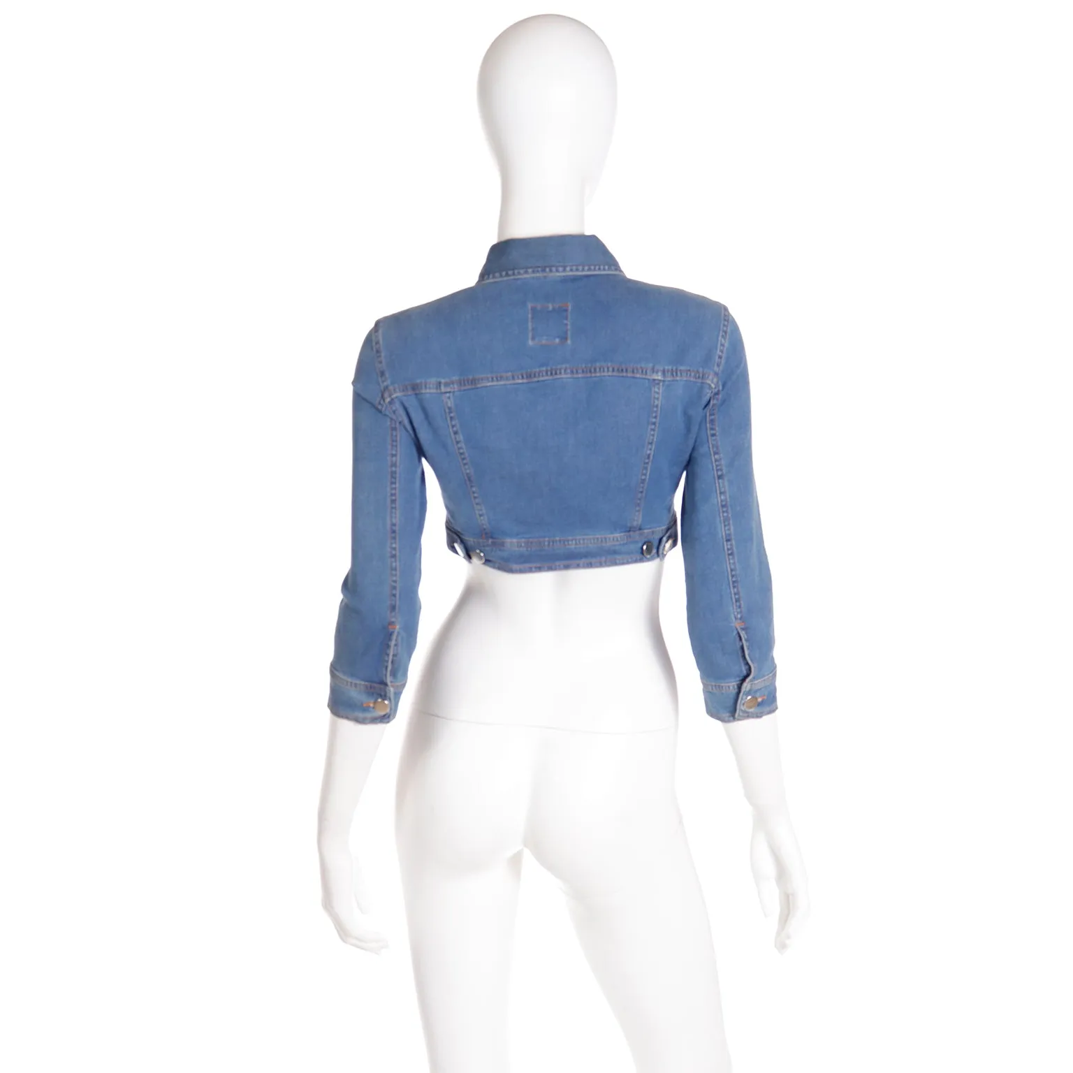1980s Moschino Jeans Vintage Super Cropped Blue Denim Jacket