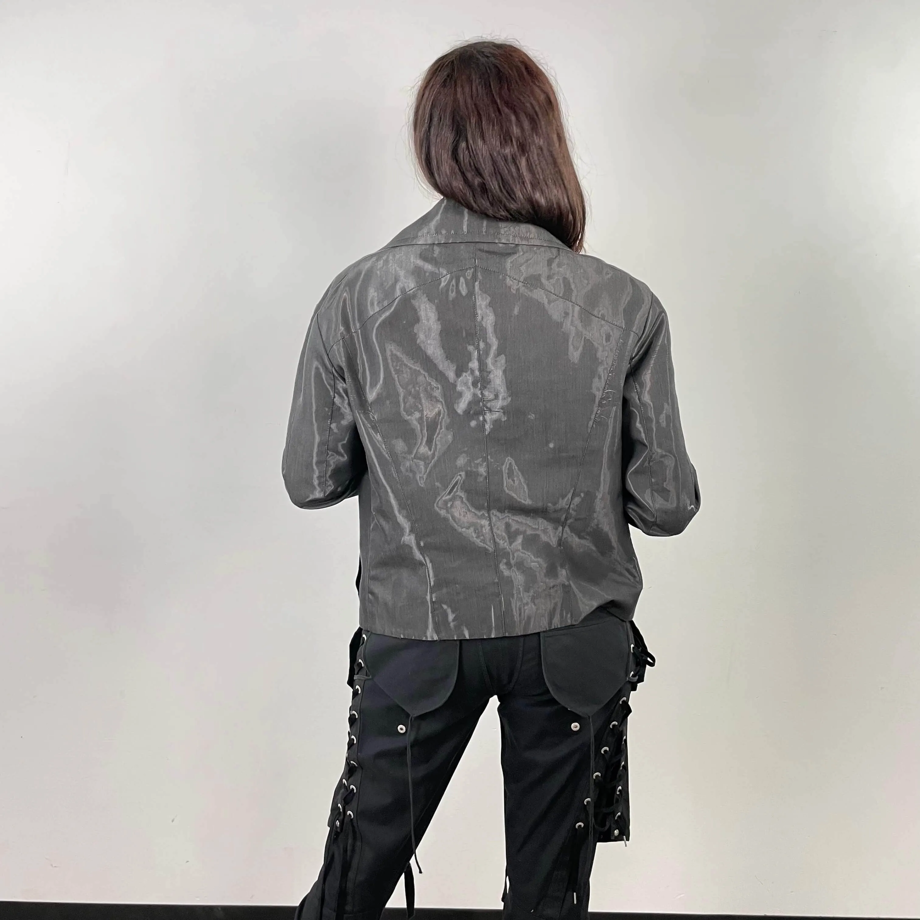 1990s Thierry Mugler Silver Unisex Biker Style Jacket Medium