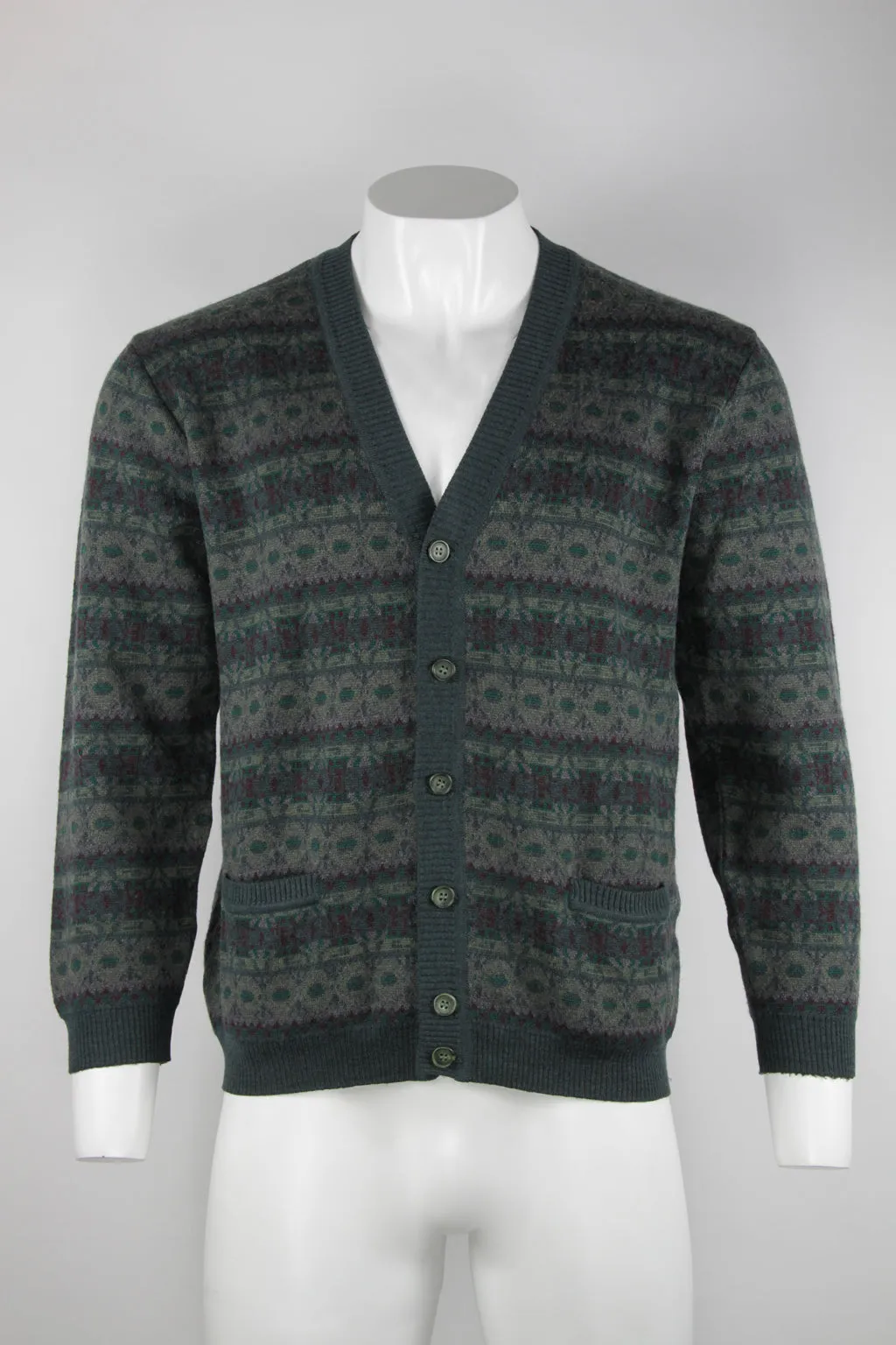 80s/90s fairisle style pattern cardigan - XL
