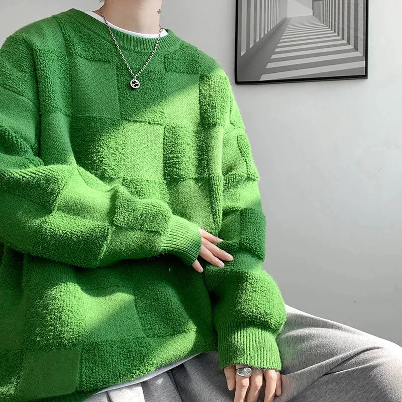 Aidase Fashion Mens Sweaters Woolen Streetwear Knitted Pullovers Size M-8XL