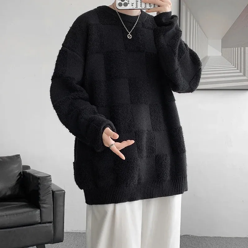 Aidase Fashion Mens Sweaters Woolen Streetwear Knitted Pullovers Size M-8XL