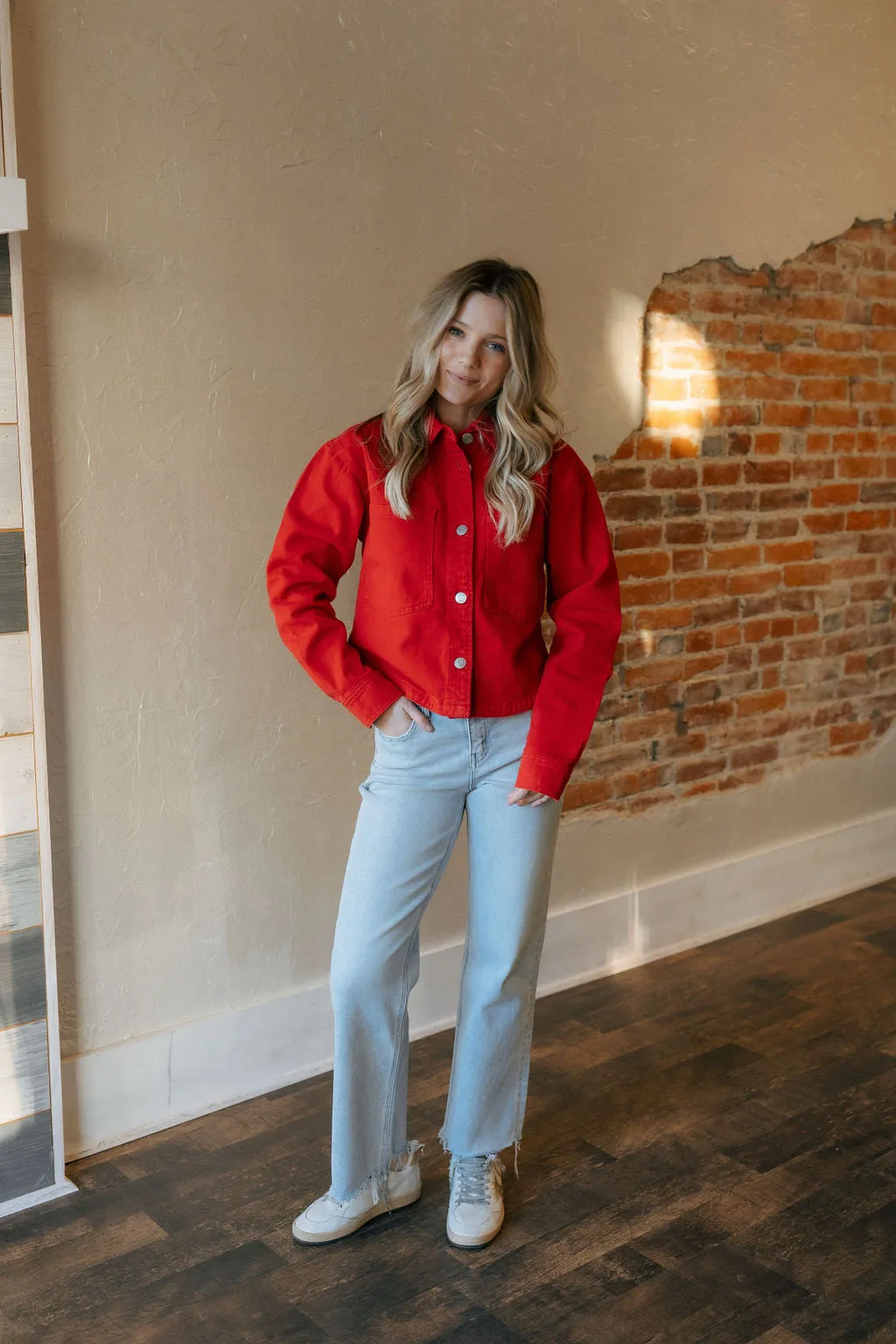 All Day Cropped Washed Jacket, Cherry by Z Supply