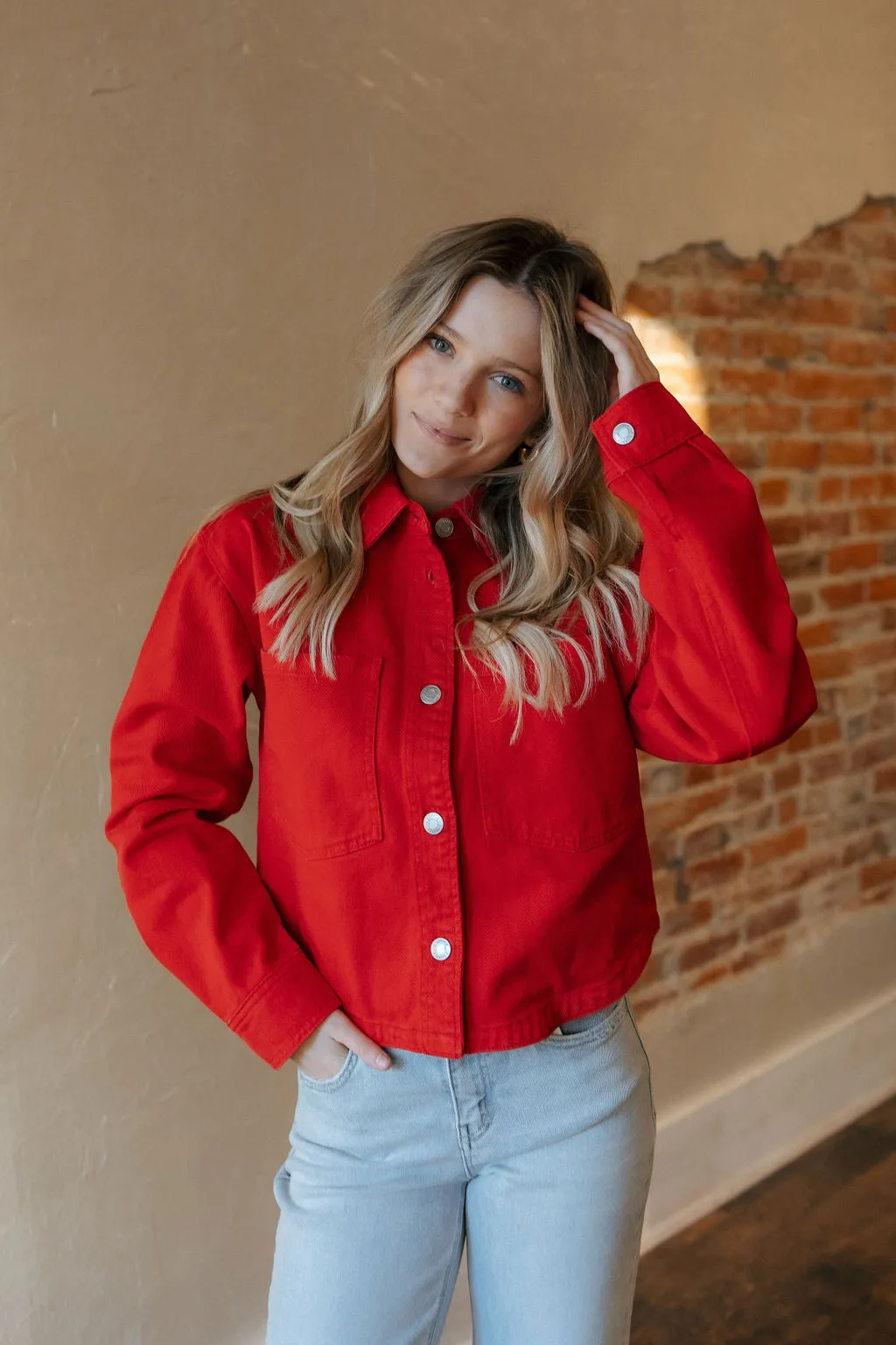 All Day Cropped Washed Jacket, Cherry by Z Supply