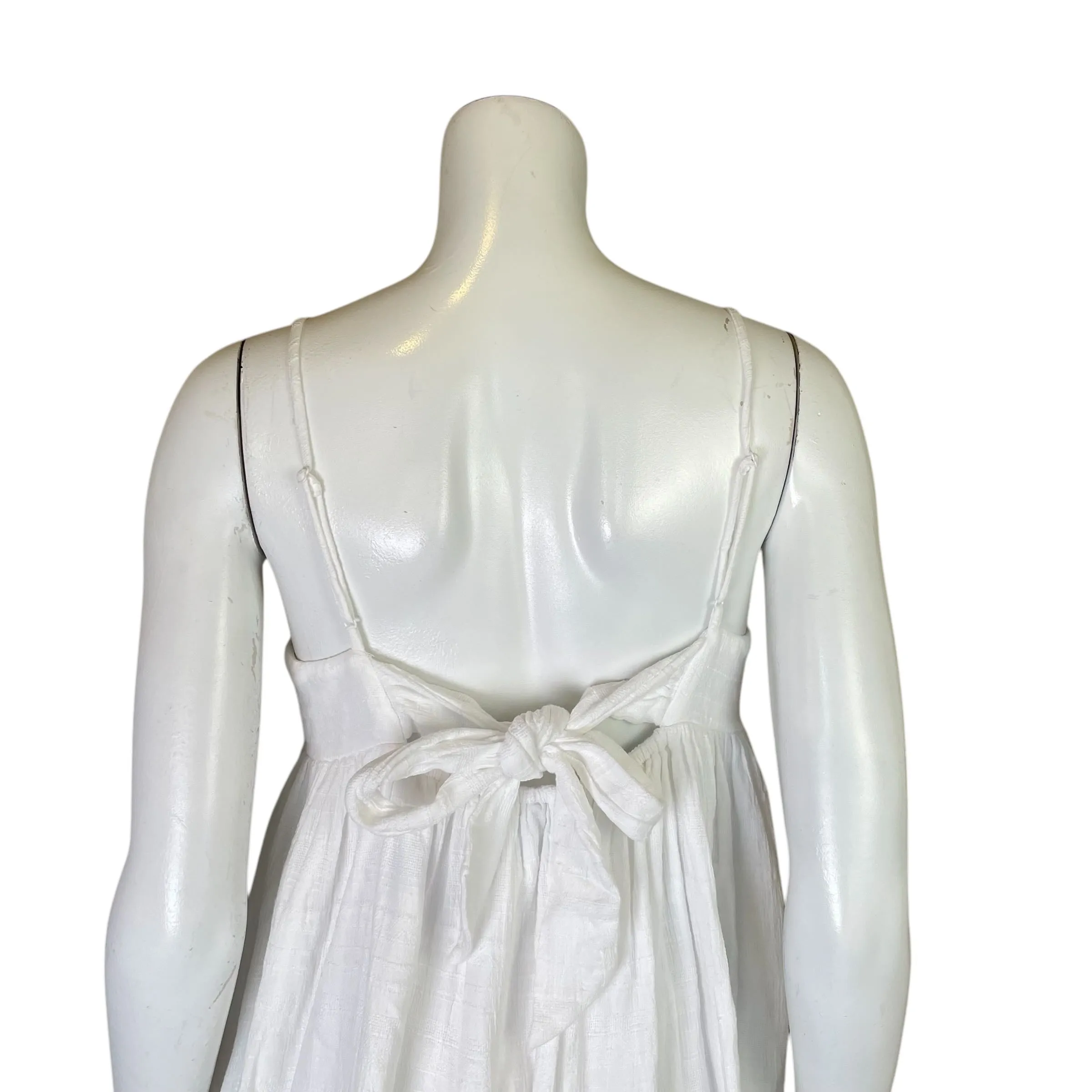 American Eagle | Womens White Baby Doll Tie Back Mini Dress | Size: S