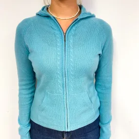 Aqua Green Cashmere Zip Up Hoodie Small
