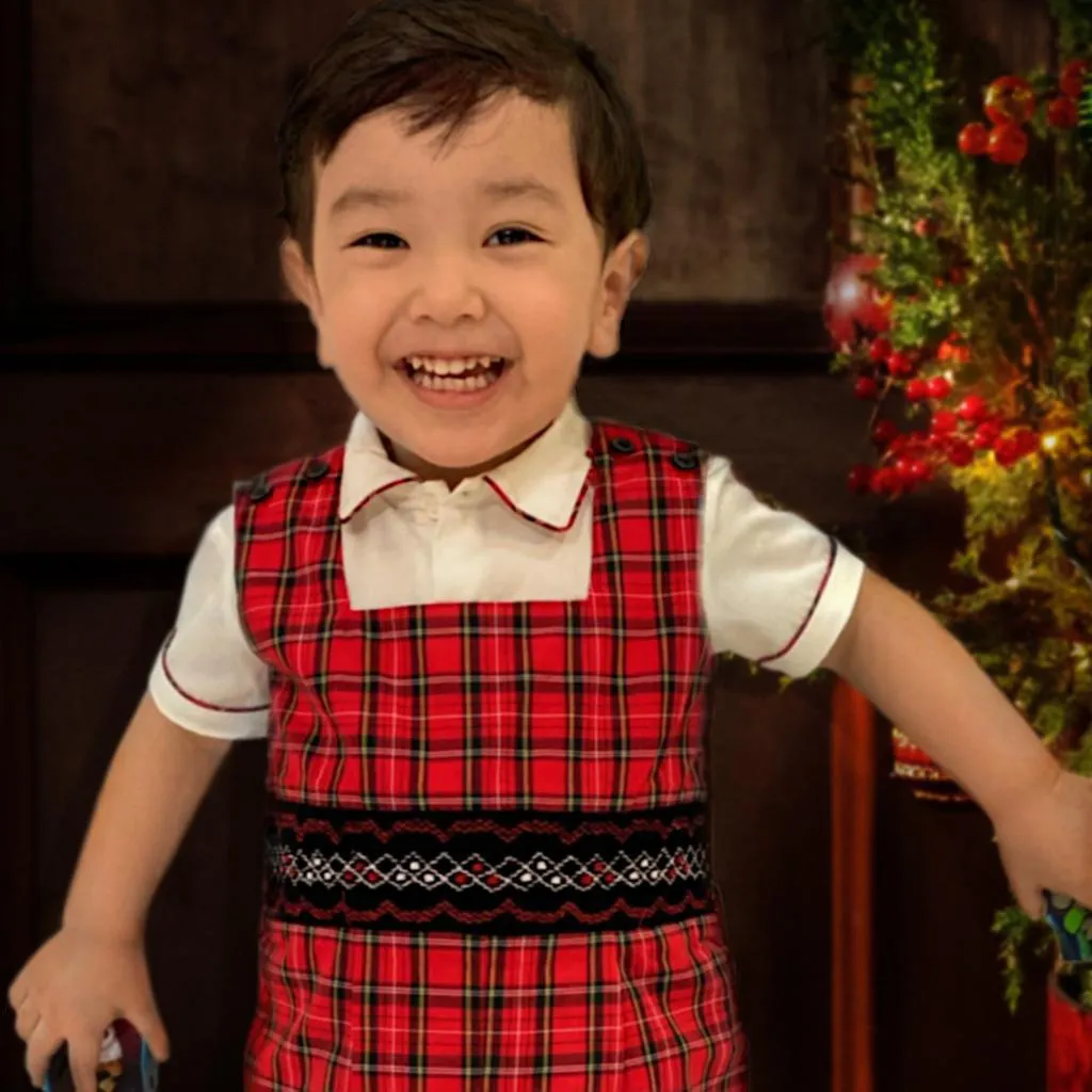 Archie Two-Piece Smocked Shortall Set