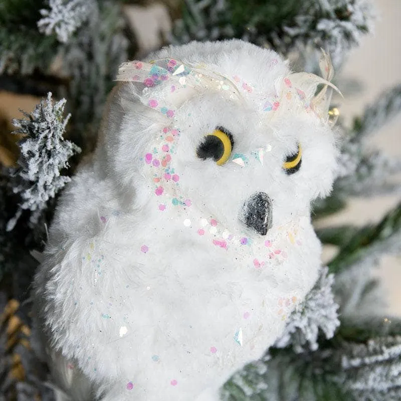 Artificial White Owl Decoration - 15cm
