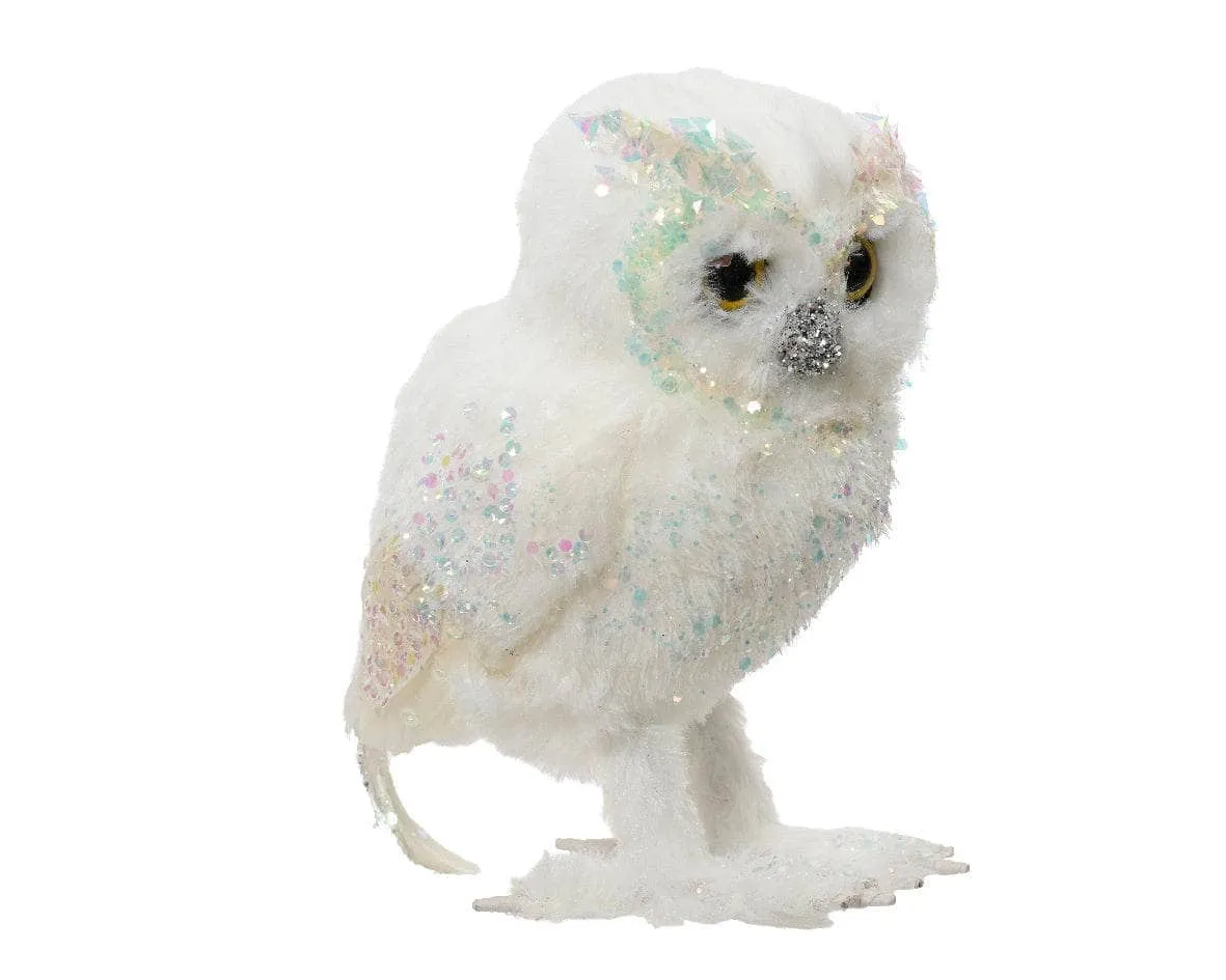 Artificial White Owl Decoration - 15cm