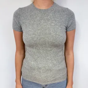 Ash Grey Cashmere Short Sleeve Jumper Small