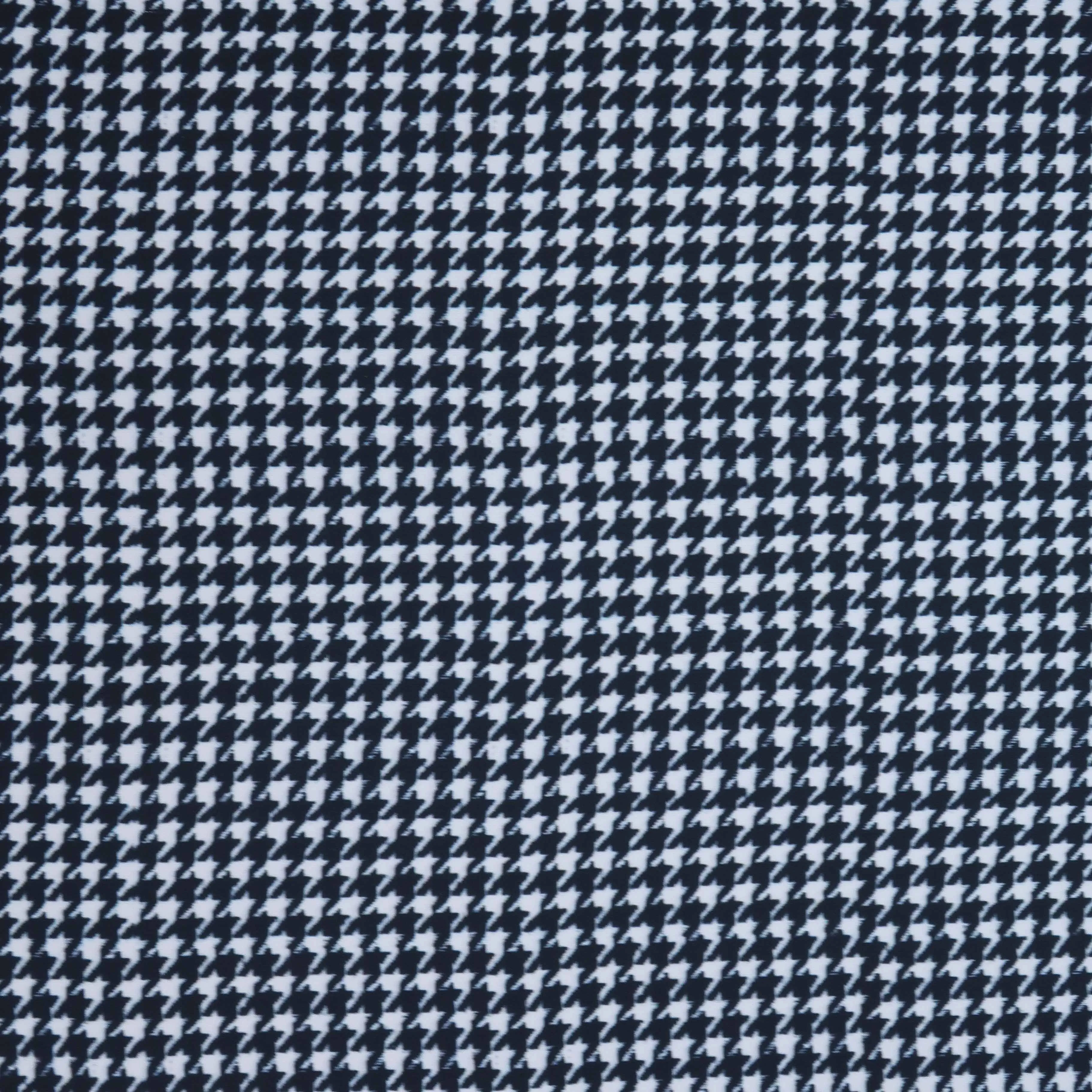 Black and White Houndstooth Crepe Printed Polyester