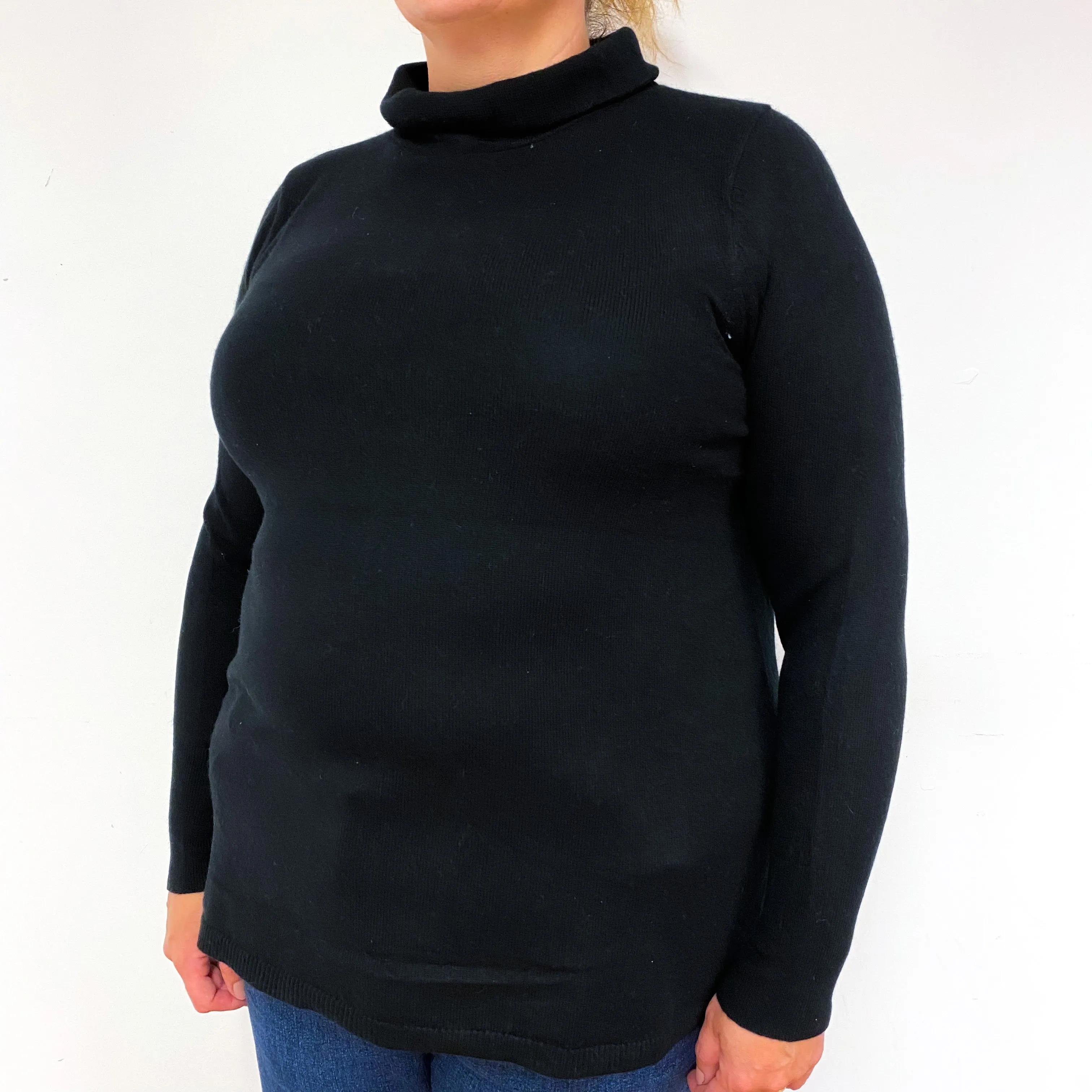 Black Cashmere Funnel Neck Jumper Extra Large