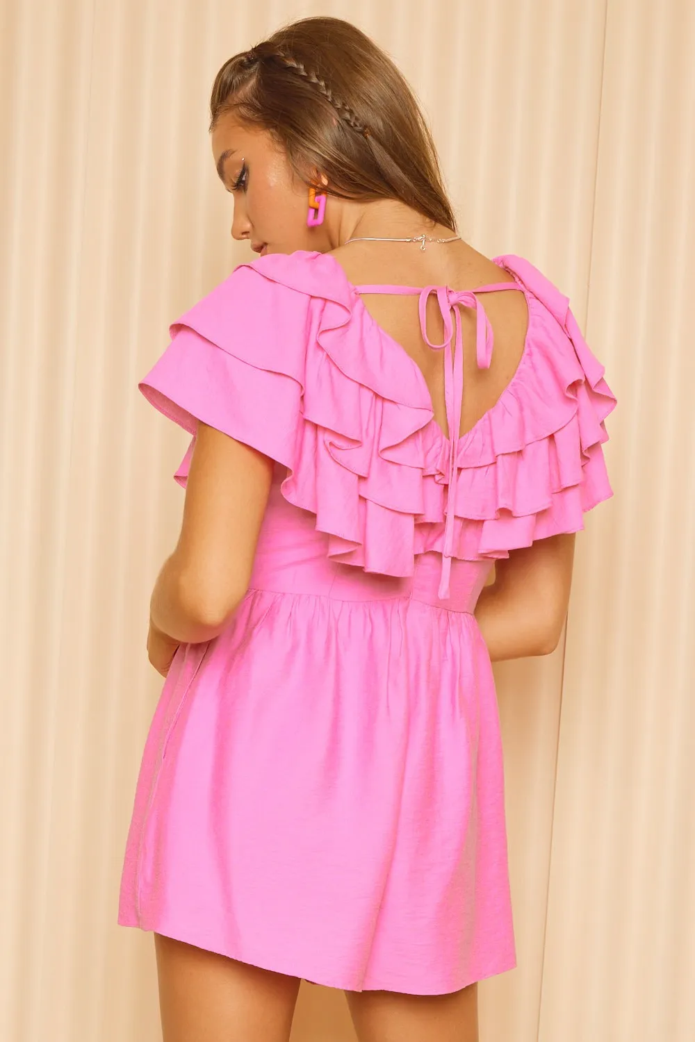 Blue Zone Planet |  Idem Ditto Ruffled Layered Tie Back Romper