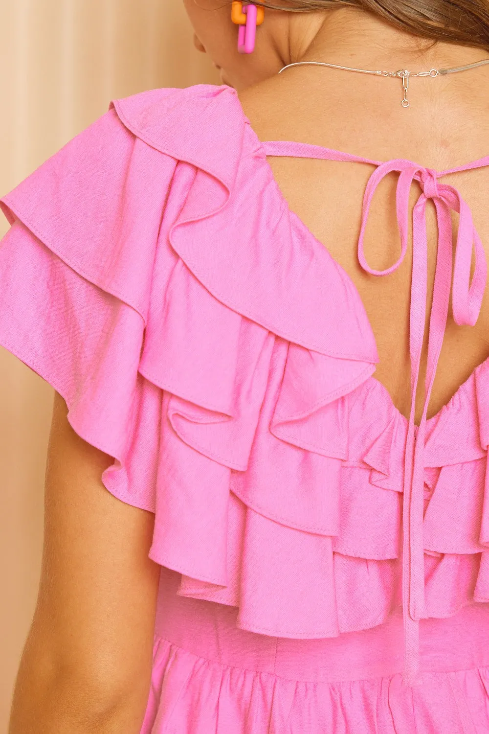 Blue Zone Planet |  Idem Ditto Ruffled Layered Tie Back Romper