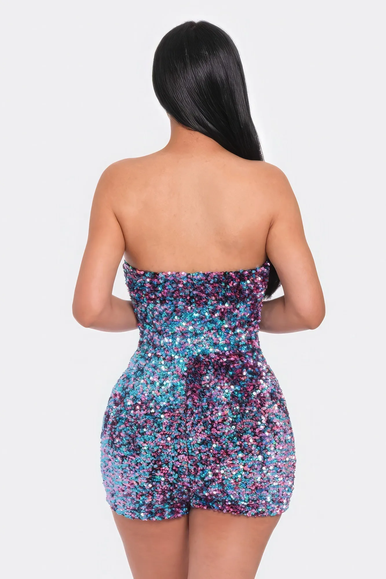 Blue Zone Planet |  Multi Sequins Tube Top Romper