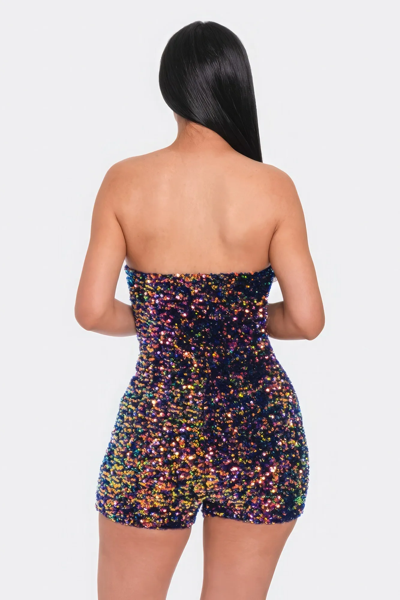 Blue Zone Planet |  Multi Sequins Tube Top Romper