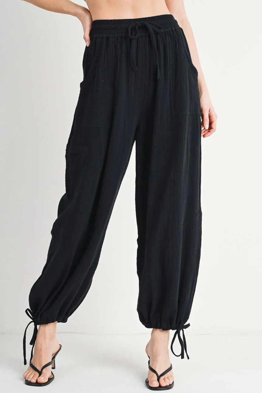 Bluivy Jogger Harem Drawstring Pants, Black