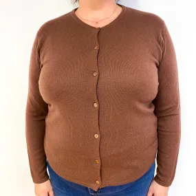 Blush Brown Cashmere Crew Neck Cardigan Extra Large