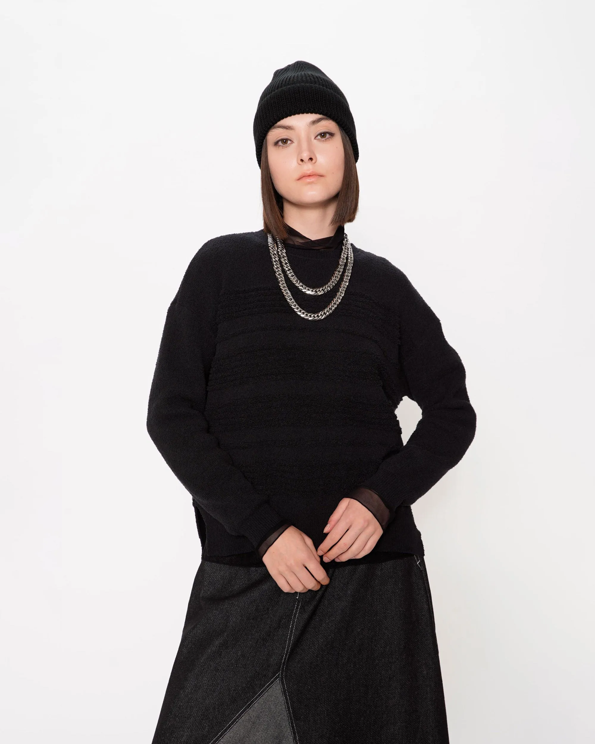 Border Boucle Knit Top