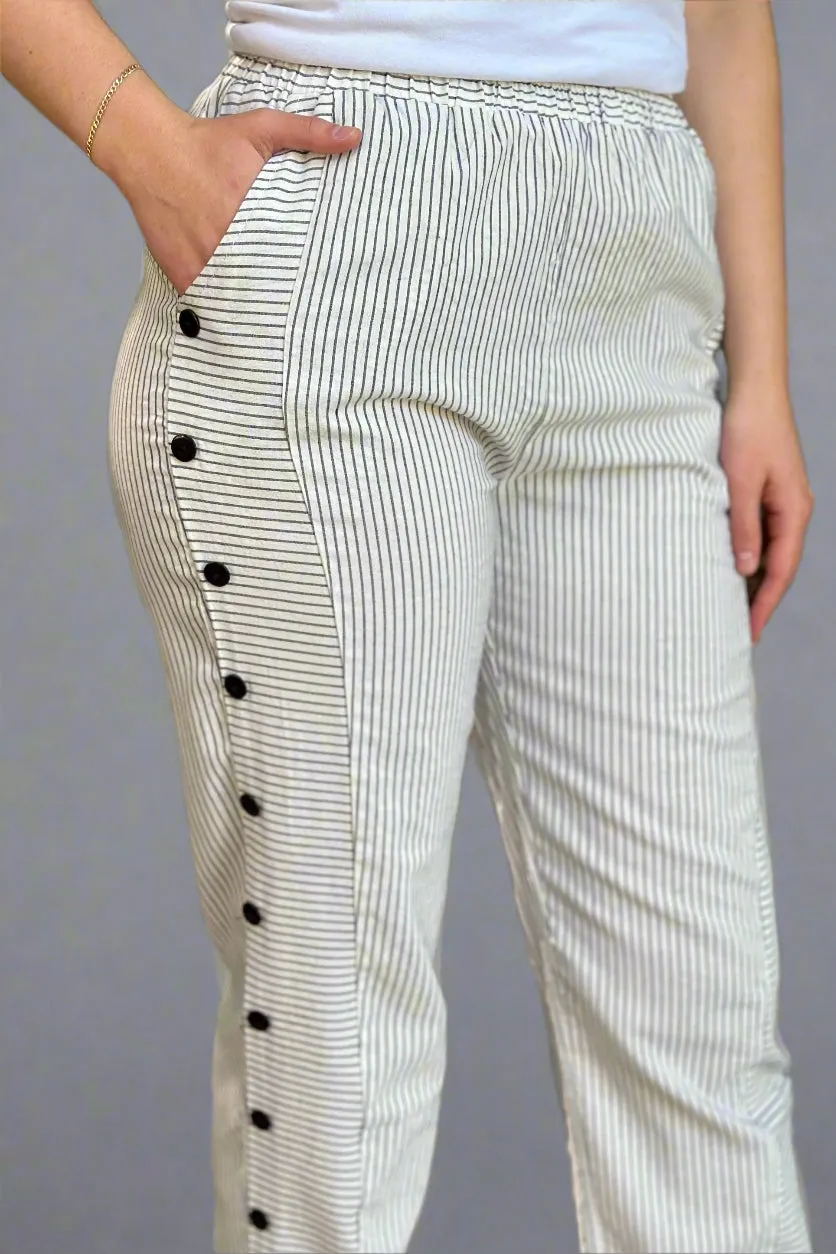 Buttoned Striped Pants Grey