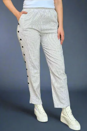 Buttoned Striped Pants Grey