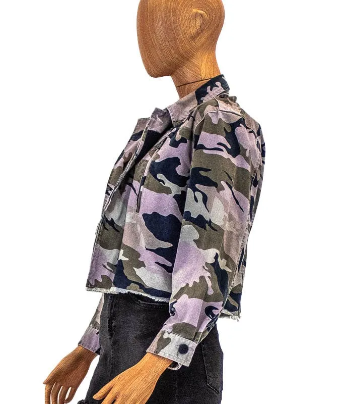Camo Print Cropped Jacket