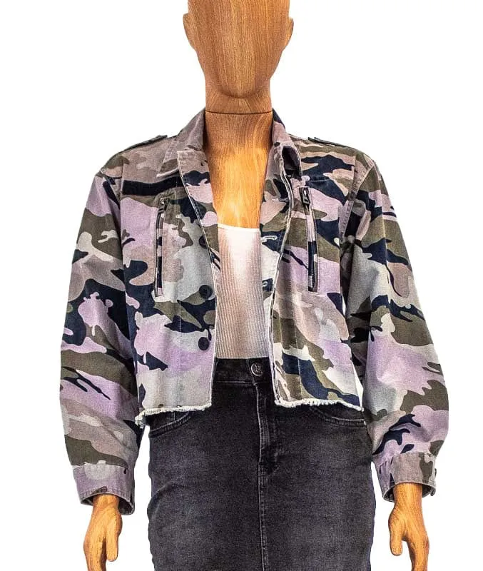 Camo Print Cropped Jacket