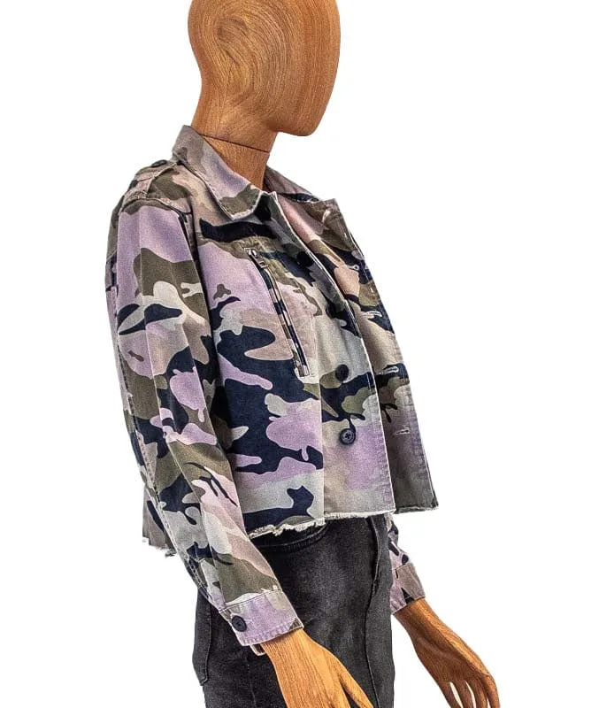 Camo Print Cropped Jacket