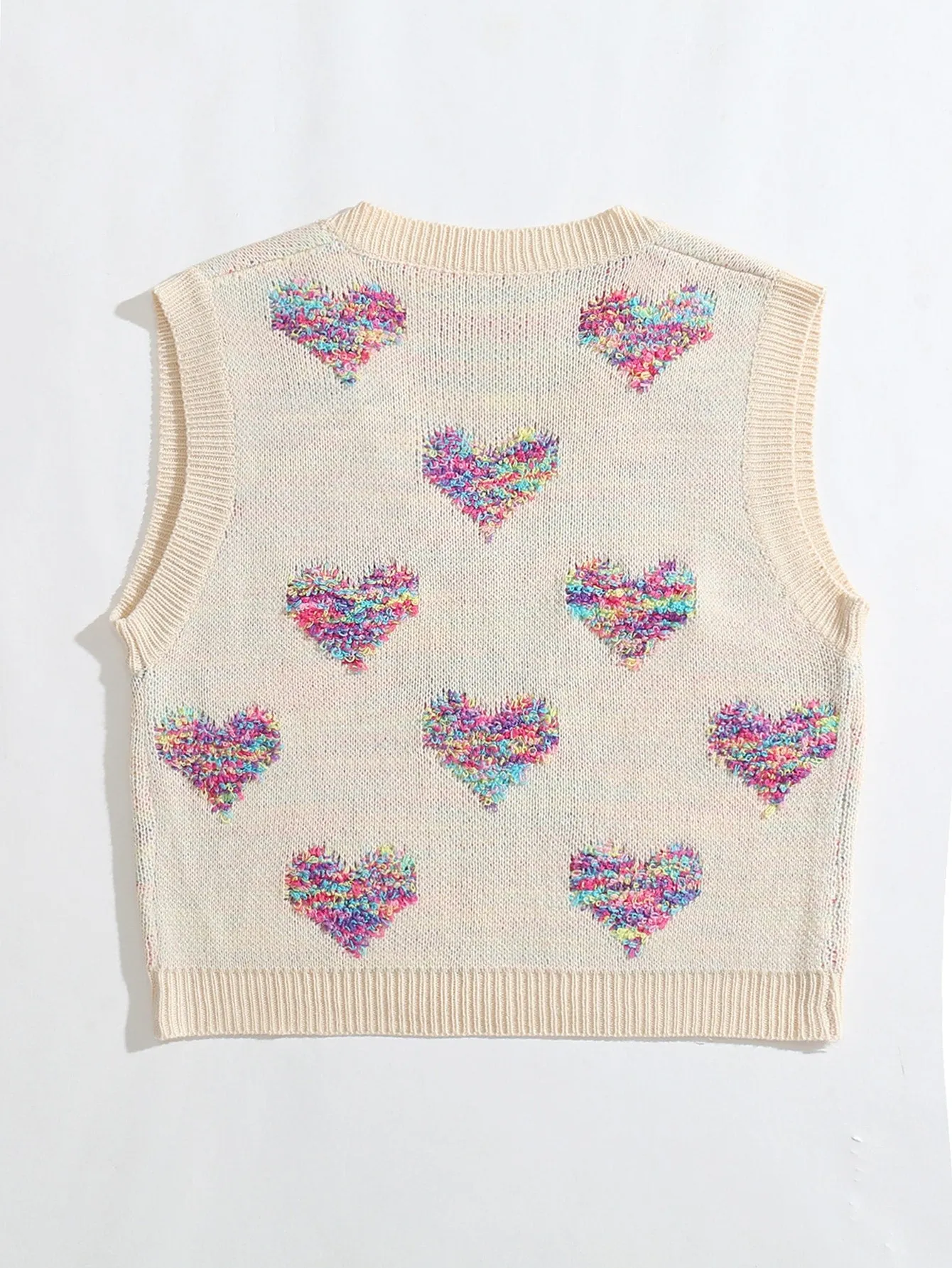 Casual Heart Sleeveless V Neck Regular Women Knit Top