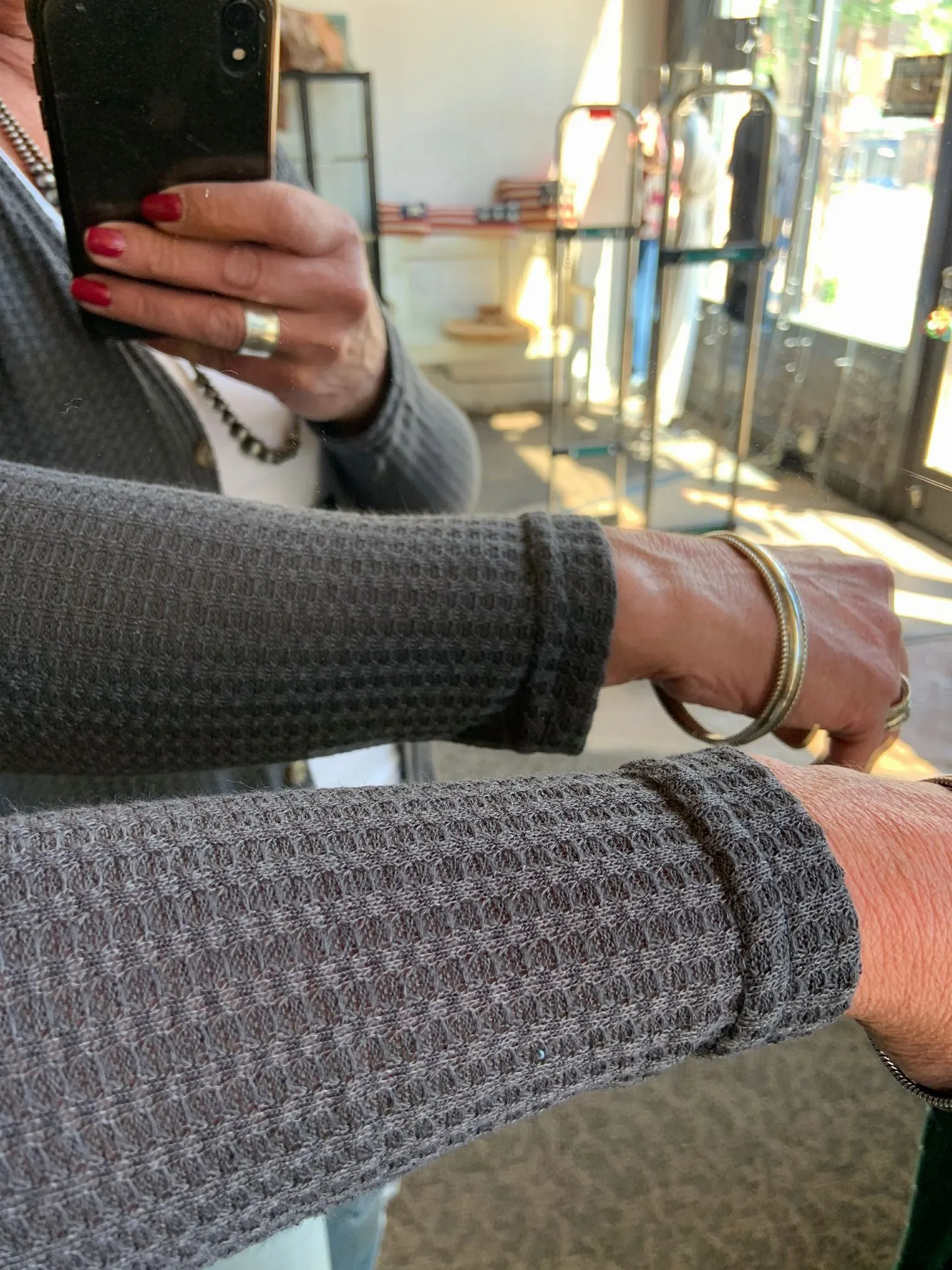 Charcoal Waffle Oversized Cardigan - SML