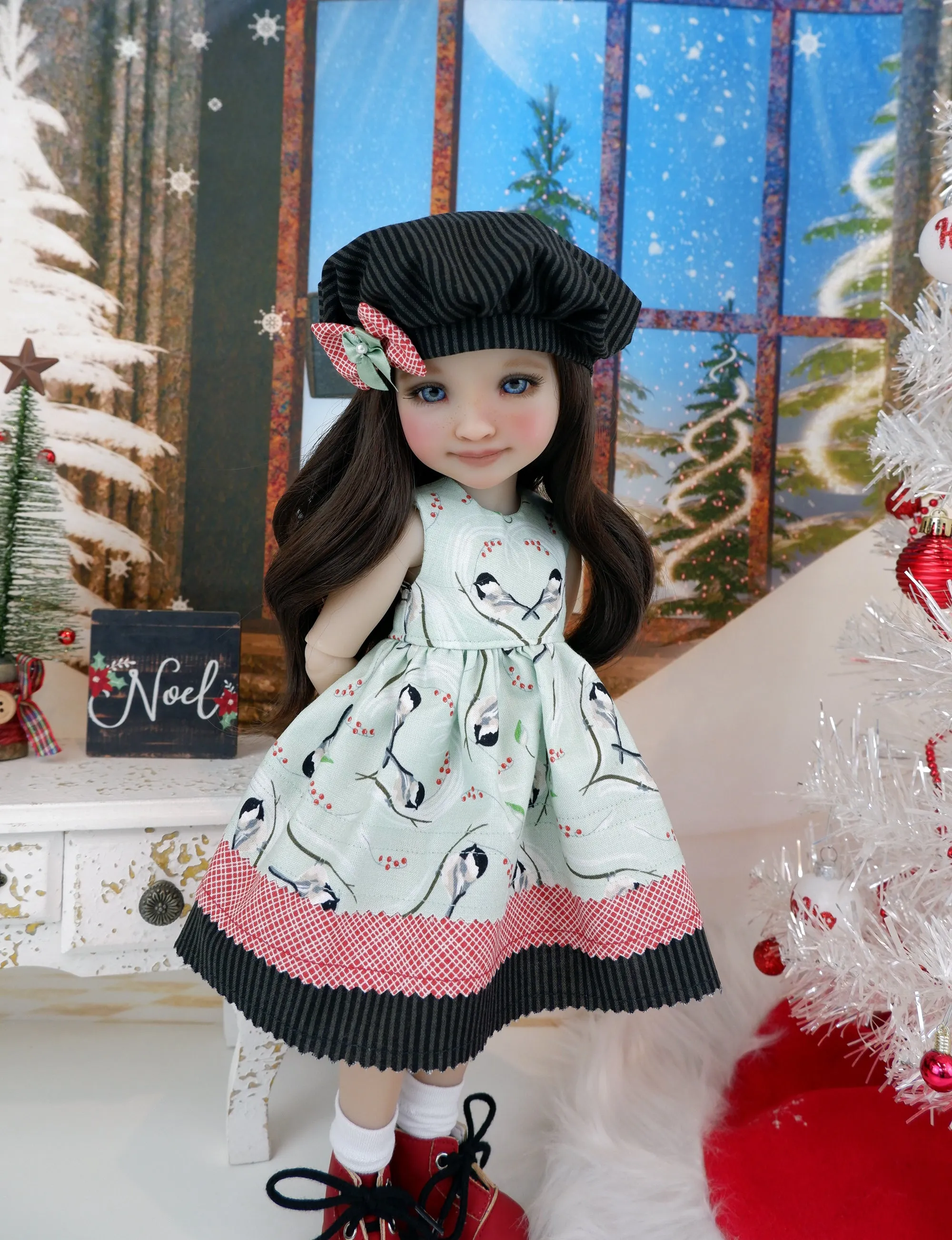 Christmas Chickadee - dress with boots for Ruby Red Fashion Friends doll
