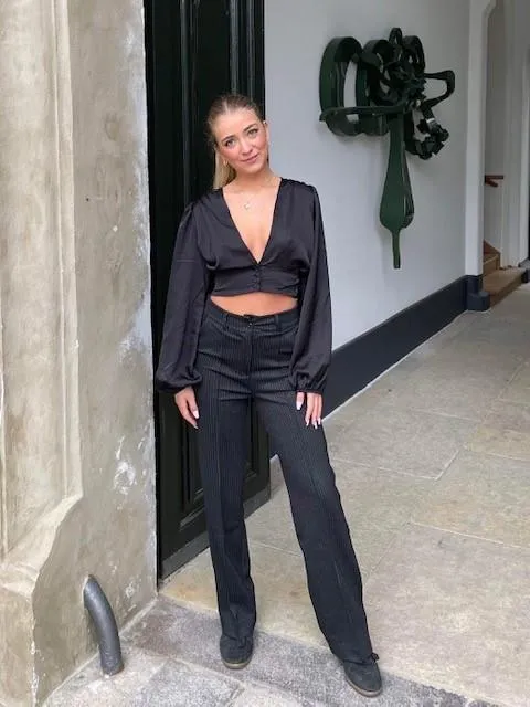 Classic wide pants - Black with white stripes