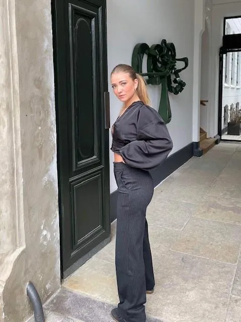 Classic wide pants - Black with white stripes