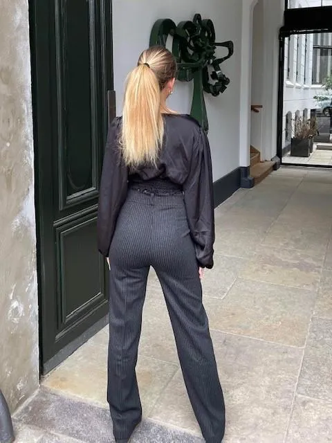Classic wide pants - Black with white stripes