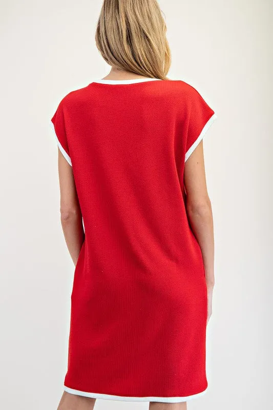 Contrast Trim Sleeveless Mini Dress
