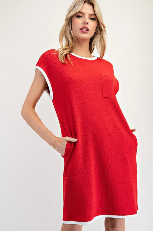 Contrast Trim Sleeveless Mini Dress