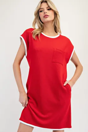 Contrast Trim Sleeveless Mini Dress