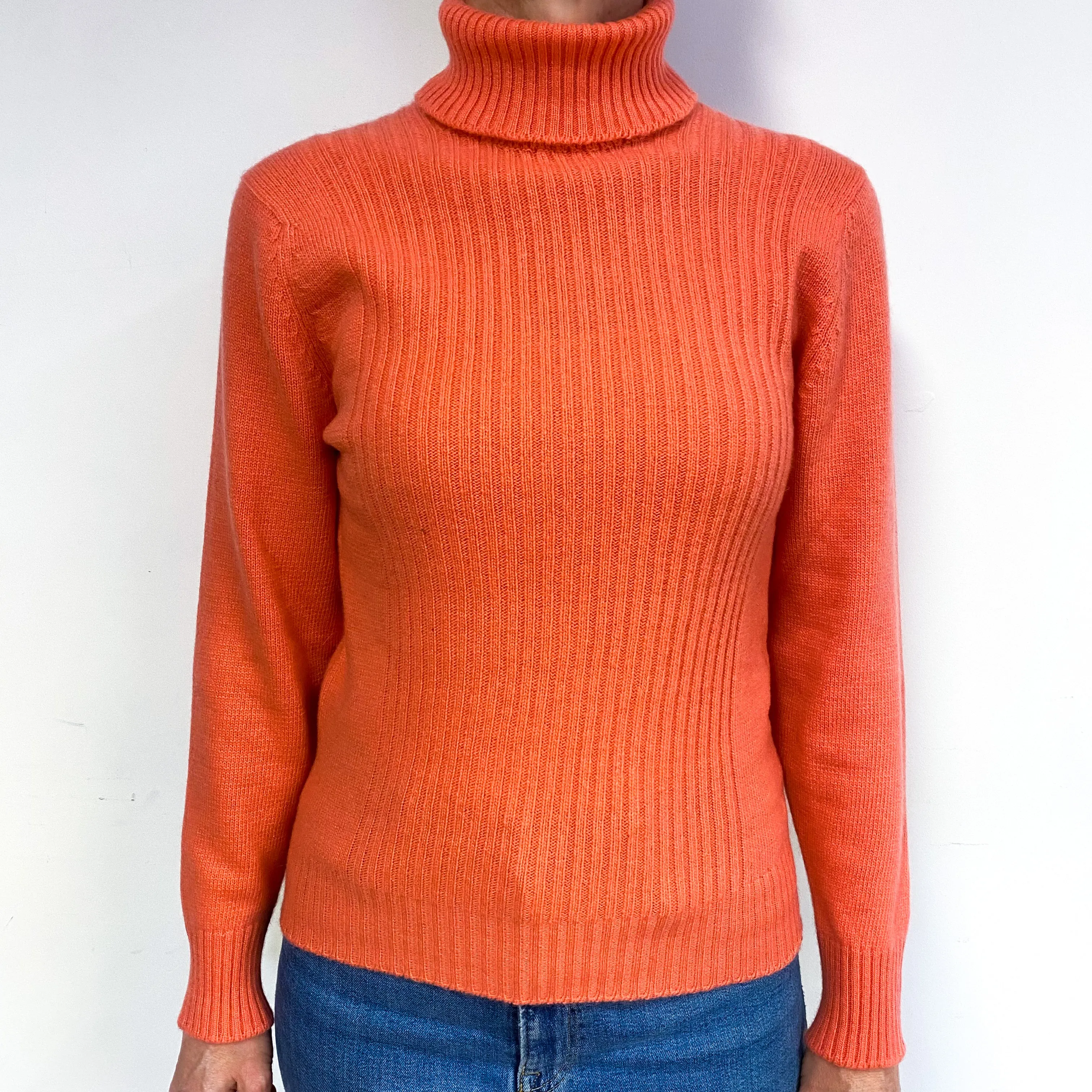 Crab Orange Cashmere Polo Neck Jumper Medium