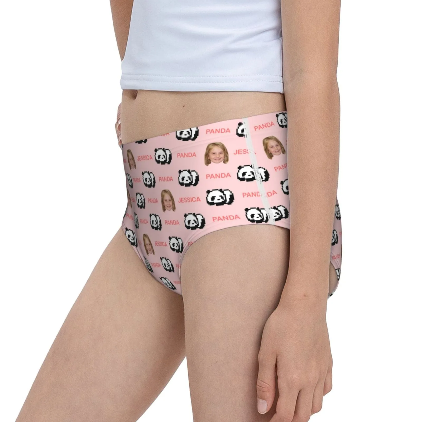 Custom Face&Name Panda Girl's Underwear Cotton Brief Panties