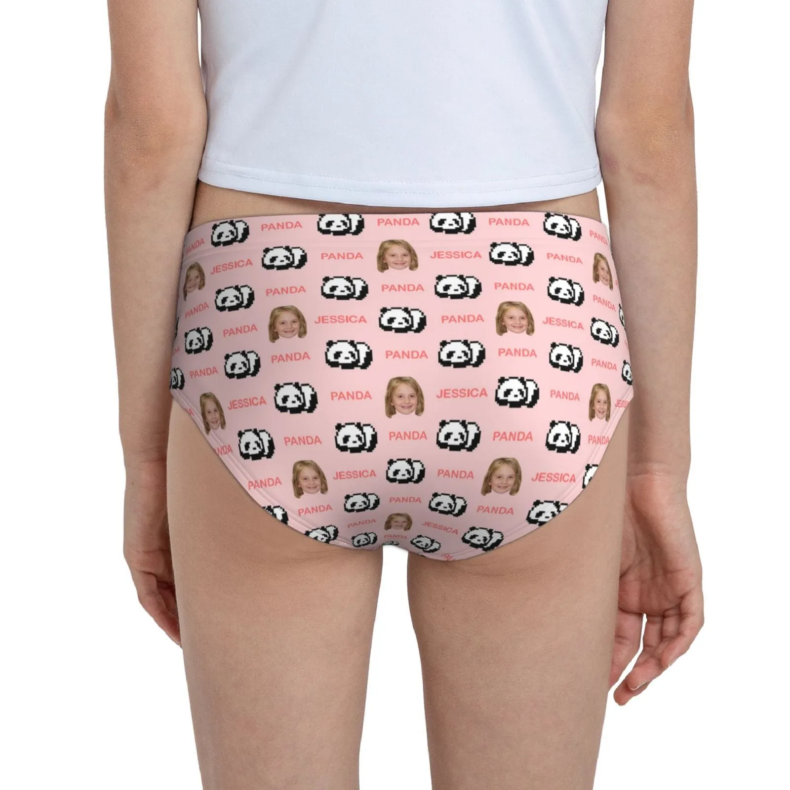 Custom Face&Name Panda Girl's Underwear Cotton Brief Panties