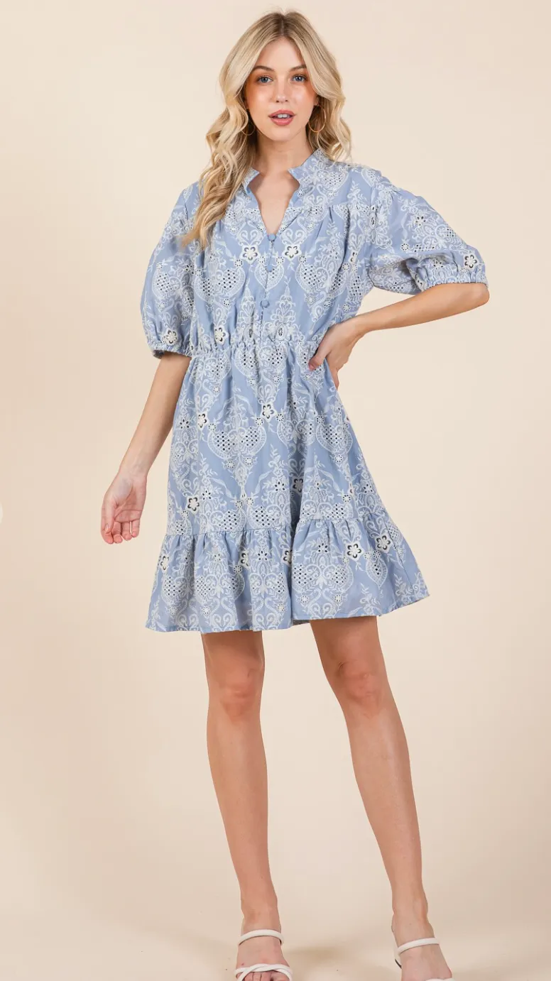 Damask Babydoll Shirt Dress