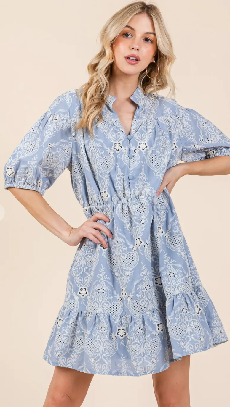 Damask Babydoll Shirt Dress