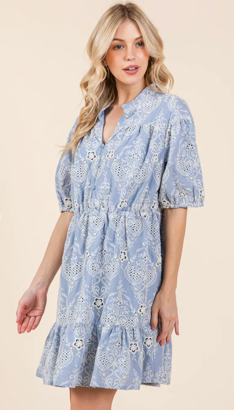 Damask Babydoll Shirt Dress