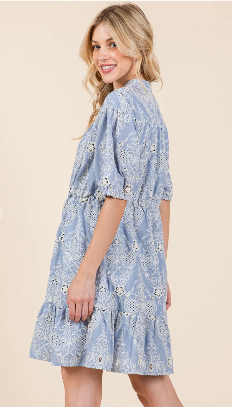 Damask Babydoll Shirt Dress