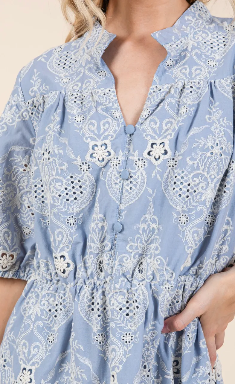 Damask Babydoll Shirt Dress