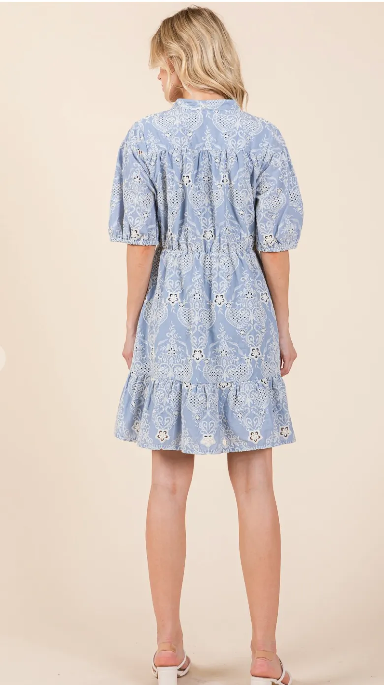 Damask Babydoll Shirt Dress