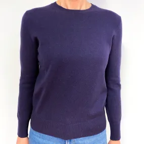 Darkest Grape Purple Cashmere Crew Neck Jumper Medium