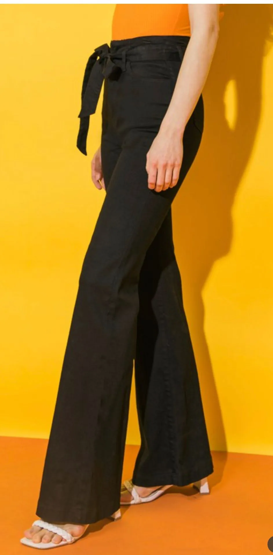 Denim Featuring Self Sash Tie and Bell Bottom