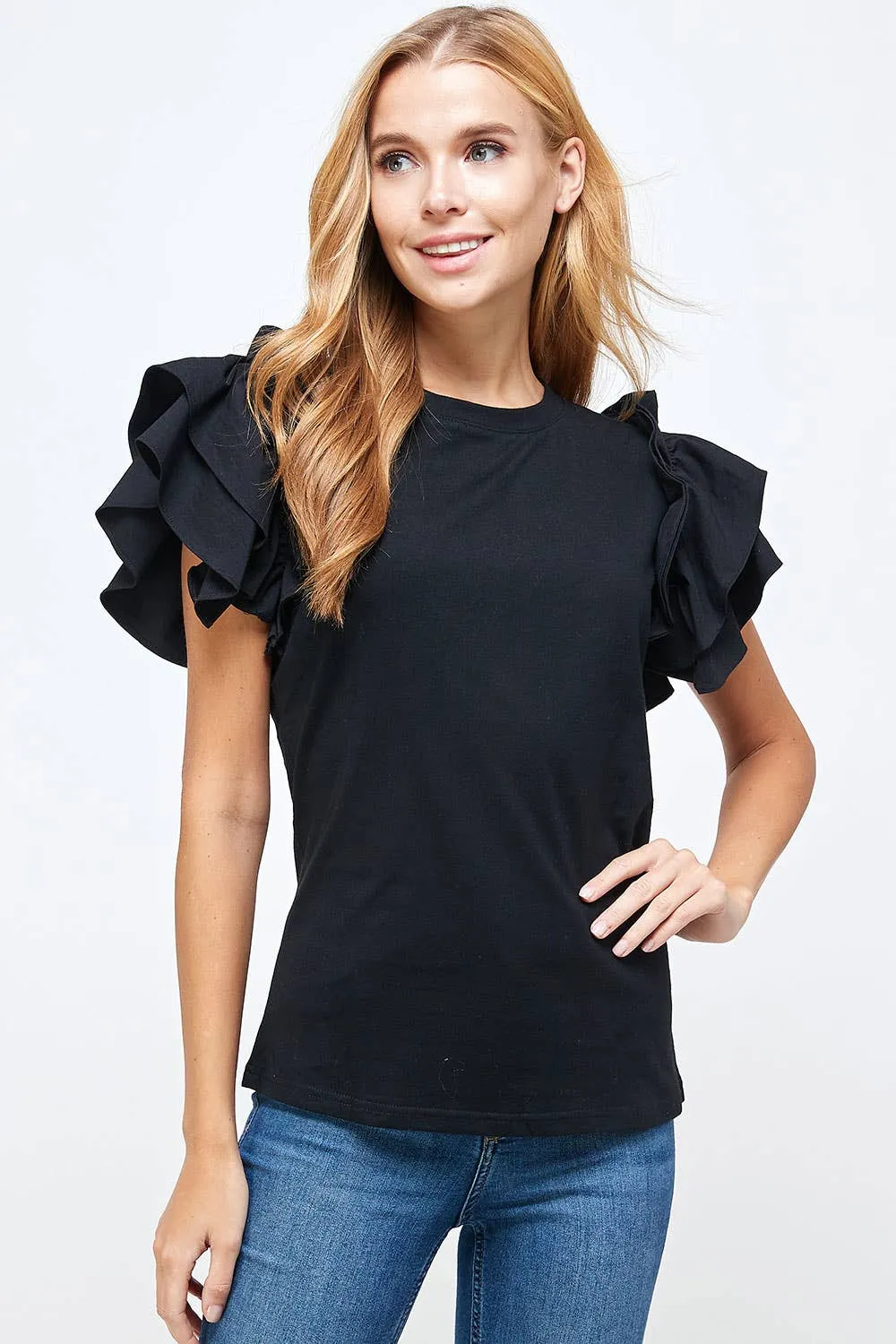 Diane Flutter Ruffle Sleeve Top