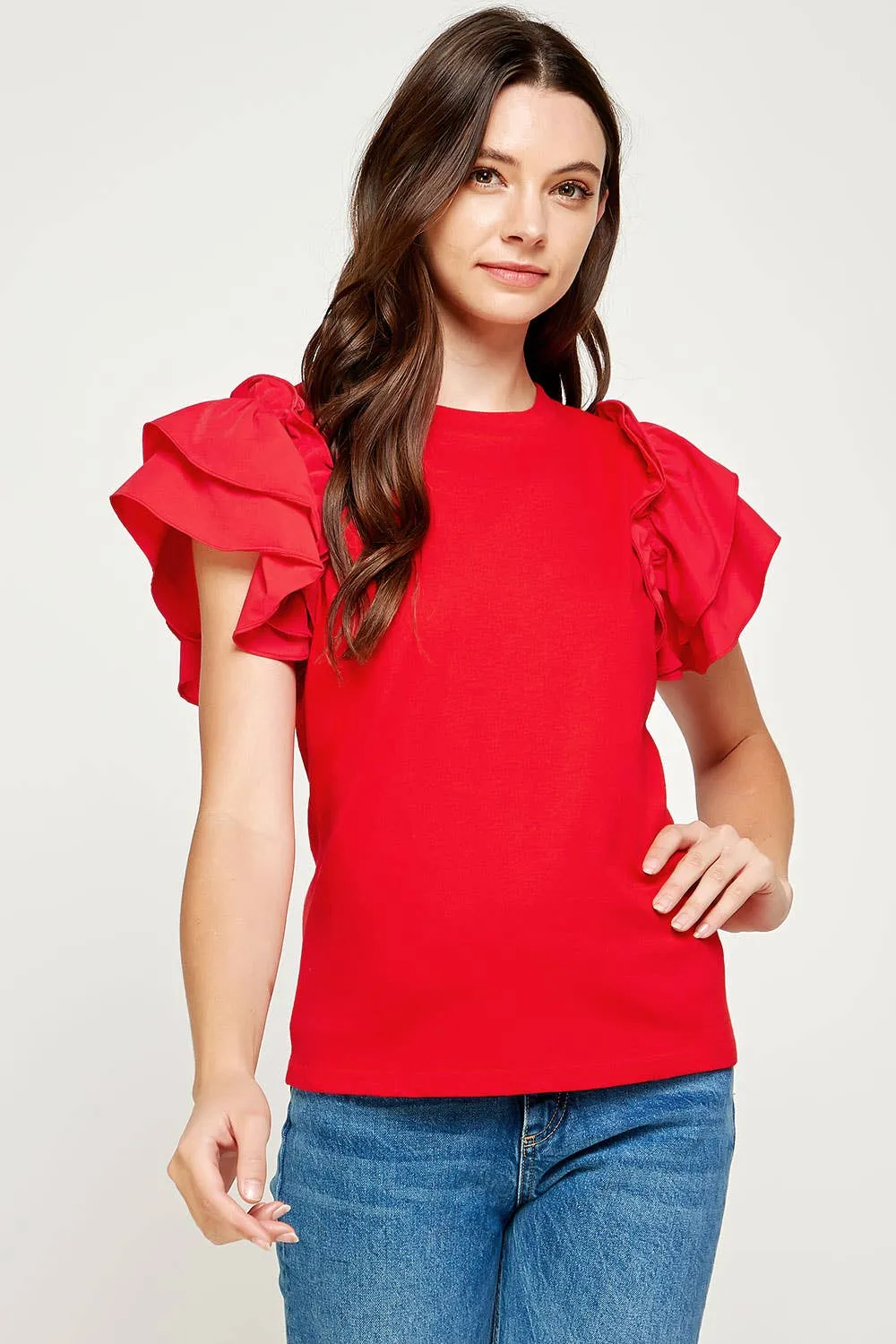 Diane Flutter Ruffle Sleeve Top